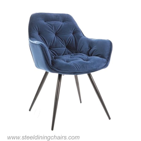 Black Punctiform Metal Upholstered Dining Chair