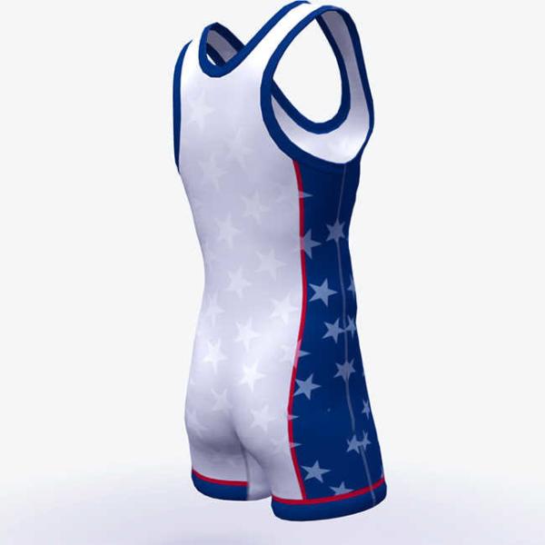 Custom Polyester White Wrestling Singlet Non Fading Washable