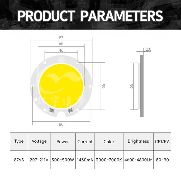 500W High Power CRI90 8765 Round COB LED Chip for Photography