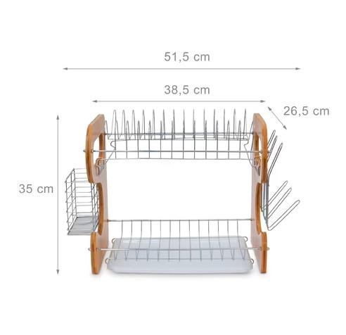 Stable 2 Tier Storage Unit , Bamboo / Stainless Steel Drain Rack Corrosion Resistance