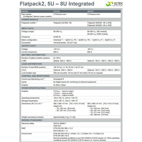 IP43 500A 19inch 4U Telecom Hybrid System Eltek Flatpack2 24v/48v/24KW