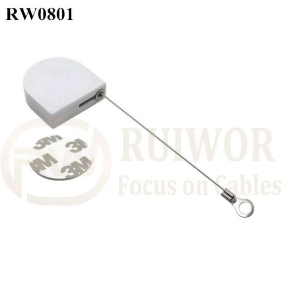 RW0801 D-Shaped Small Retractable Tether Plus Ring Terminal Inner Hole 3mm 4mm 5mm For Option