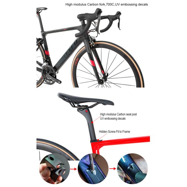 Carbon Fibre Bead Pedal V Brake 22 Speed Road Bike 700c Full Carbon Bicycle for Benefit