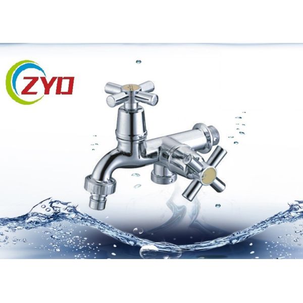 BSP Thread Polo Bibcock , PVC Plastic Hose Bibcock With Two Cross Handle