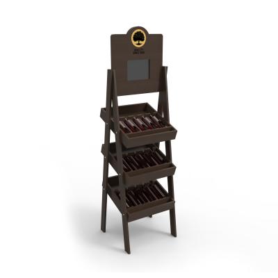 SGS Wooden Retail Display Stands Gin Display Stand With LCD Screen