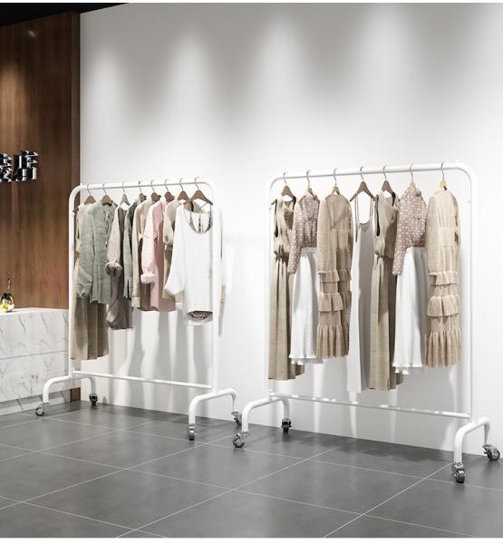 Rolling Commercial Clothing Display Racks 200MM Retail Garment Rack