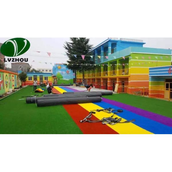 Blue Artificial Grass Carpet For Kindergarten 9000D