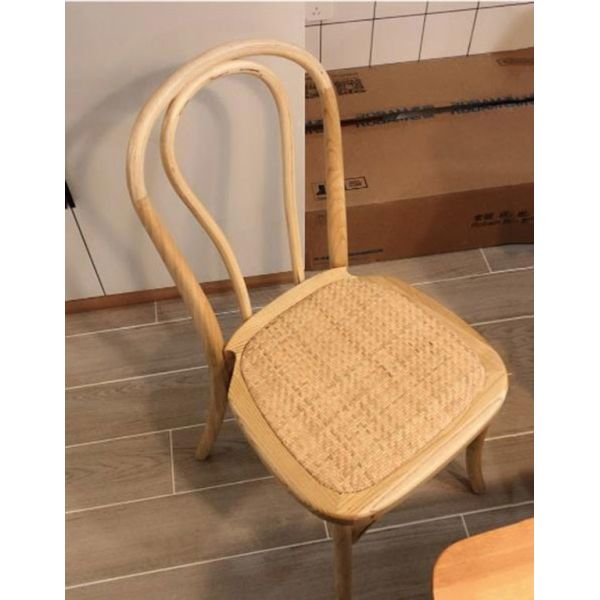 Stackable Nordic Dining Chair Solid Wood Balcony Rattan Dining Chair