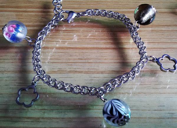Stainless Steel Chain Linked Murano Pandora Glass Beads Charms Bracelets,12 Styles