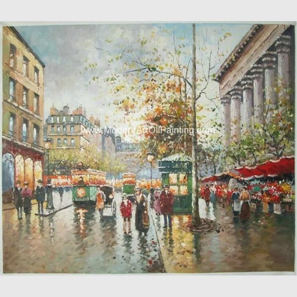 Framed Paris Street Scene Oil Painting Oil On Linen For Living Room Deco