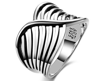 S925 silver jewelry European style exaggeration waves craft Thai Silver Ring