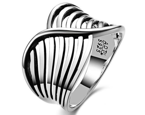 S925 silver jewelry European style exaggeration waves craft Thai Silver Ring