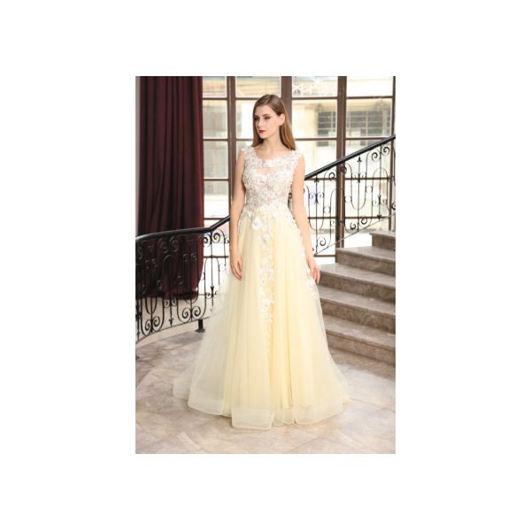 Women'S Evening Saudi Arabic Evening Dresses Floor Length Polyester Fabric