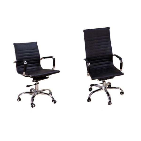 Ergonomic Black Leather Office Chair / Modern Swivel Computer Chair