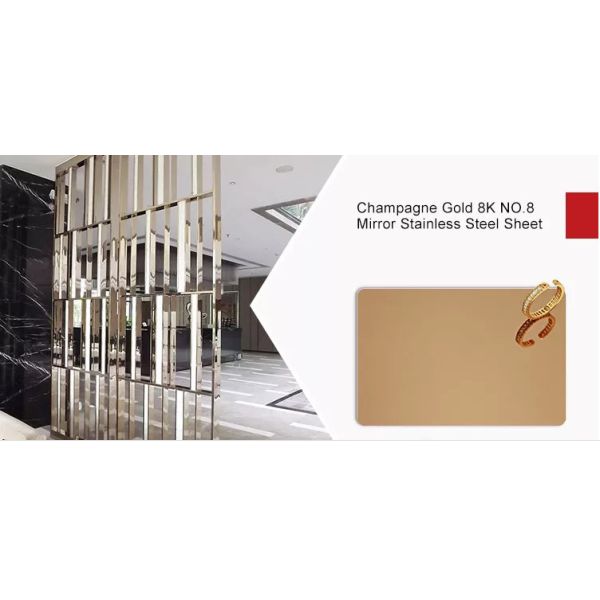 316 8K зеркало Золотая листовка из нержавеющей стали Декоративная 1 мм SS листовка холоднокатаная