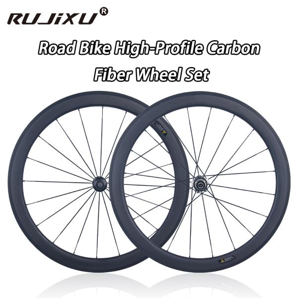 RUJIXU 700c Carbon Bike Wheels 50 25mm Width Clincher Wheel Bicycle Rim Brake Cycling Wheels Bicycle Wheelset