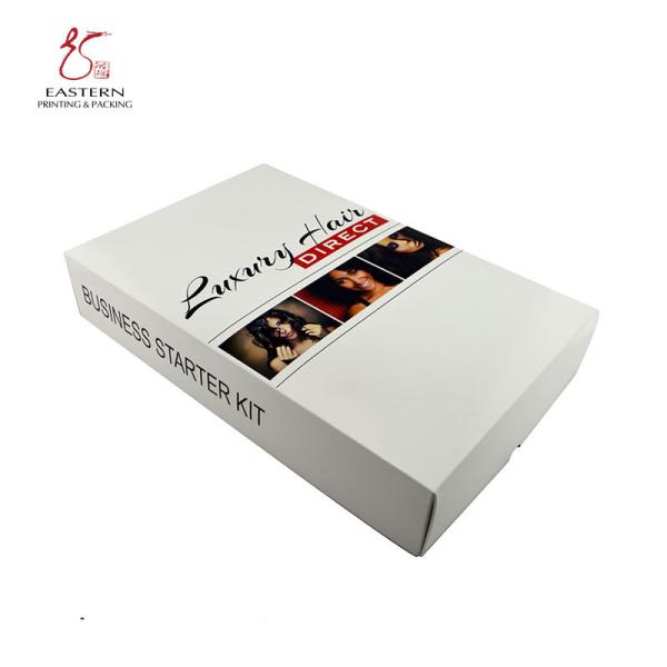 350gsm White Cardboard Weave Hair Packaging Box , Lid And Base Box