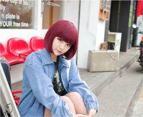 Short Straight Bangs Synthetic Hair Bob Wig