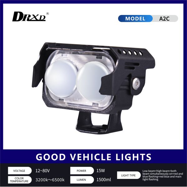 Smart Temperature Control Motorcycle External Spotlight 15W Aux Light 12V - 80V