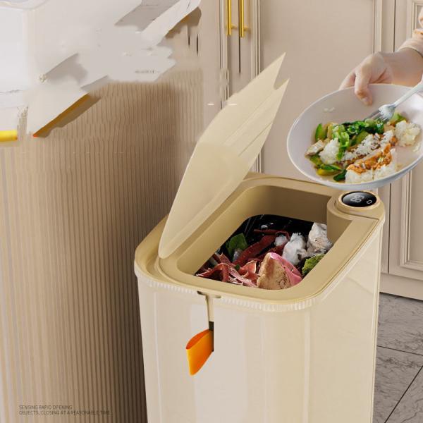 Living Room Bedroom IPX5 Waterproof Intelligent Electronic Motion Plastic Trash Can with Power Display
