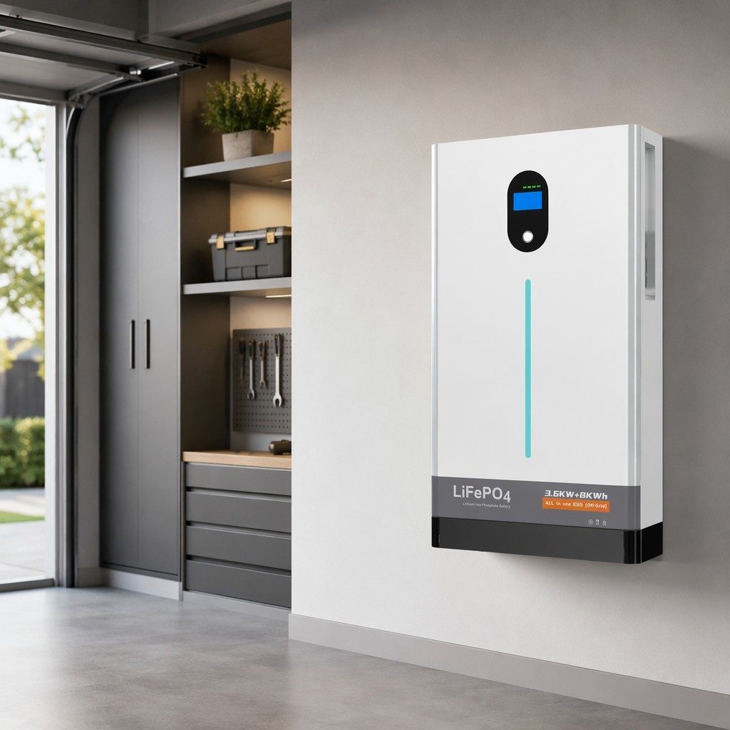 3.6kW 8kWh All-in-One Solar Energy Storage System LiFePO4 Battery Hybrid Inverter for Home Backup Tianon