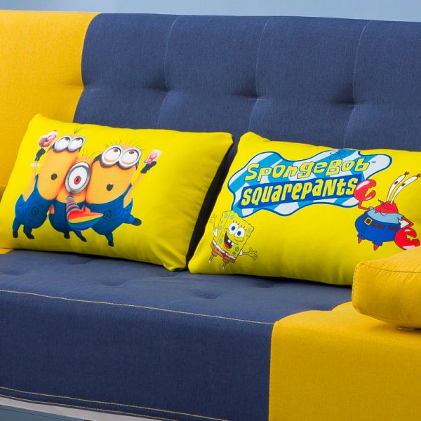 Gross Weight 28KGS Convertible Navy Yellow Home Sofa Bed
