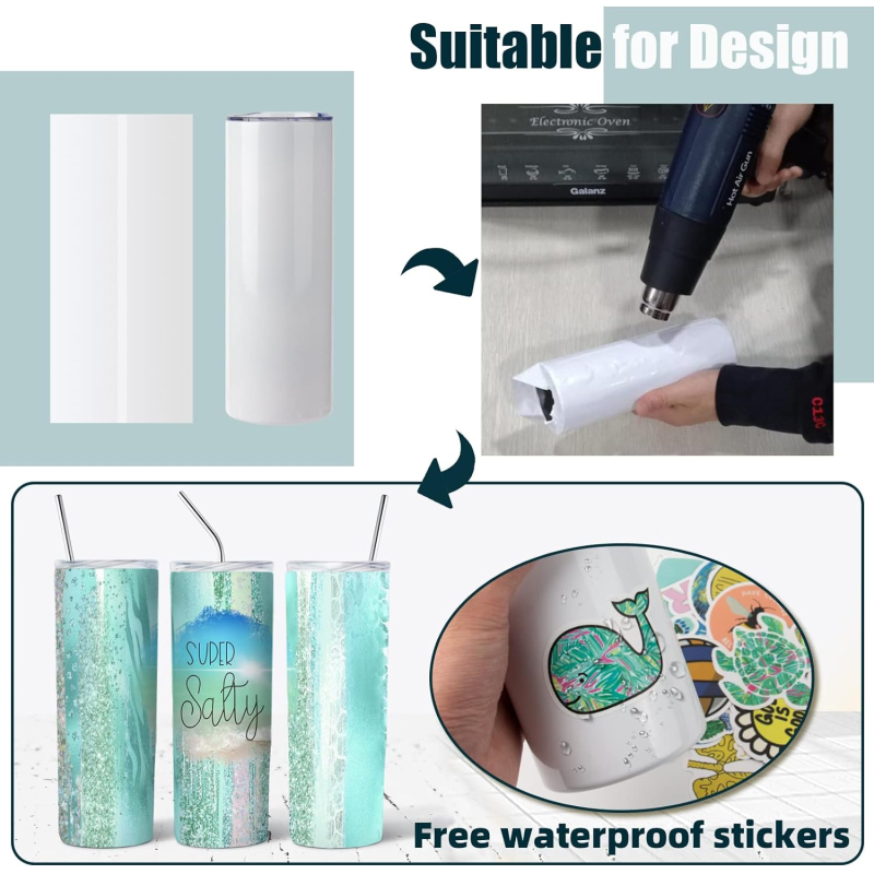 Blank Stainless Steel 20 Oz Sublimation Tumbler With Straw Bulk Skinny Straight