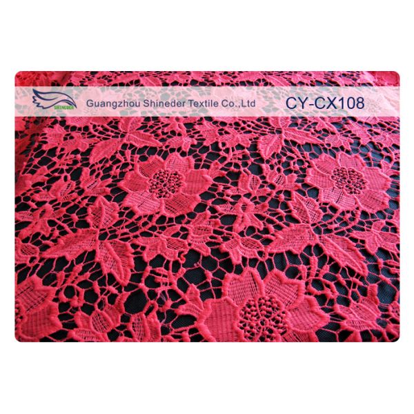 Fashion Underwear Embroidered Nylon Cotton Lace Fabric / Knitted Lace Fabric