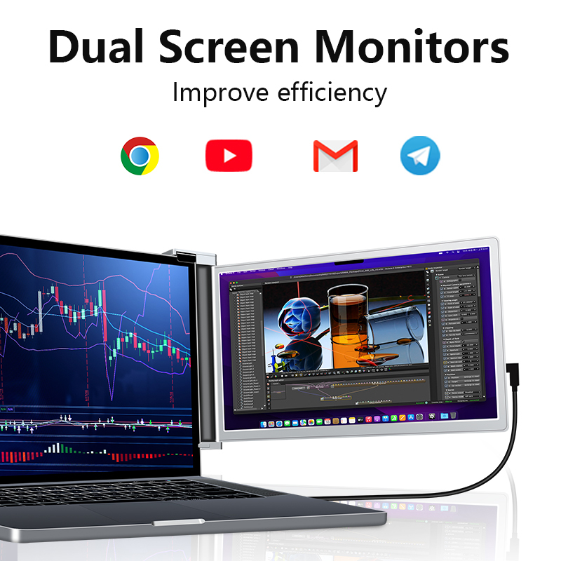 IPS 14In Portable Dual Monitor 178 Degree Dual Travel Monitors RoHS FCC Approval