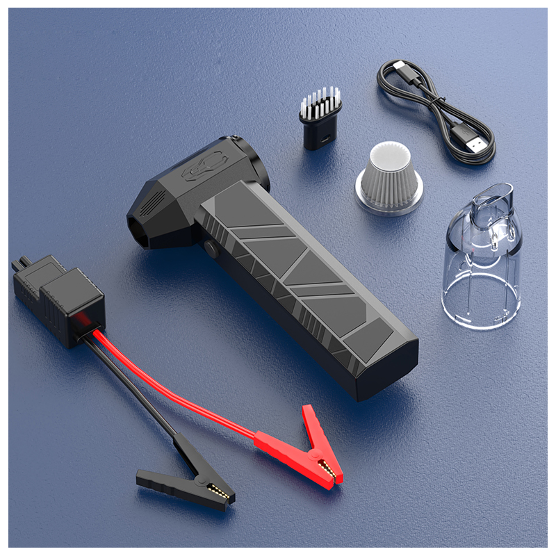 Multi Function Portable Tire Inflator Car Vacuum Power Bank Battery Booster 8000mAh Jump Starter With Vacuum Cleaner