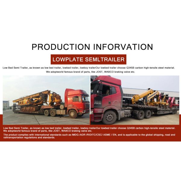 2240mm Tread Lowbed Utility Heavy Truck Tractor Semi Trailer for Customized Requests