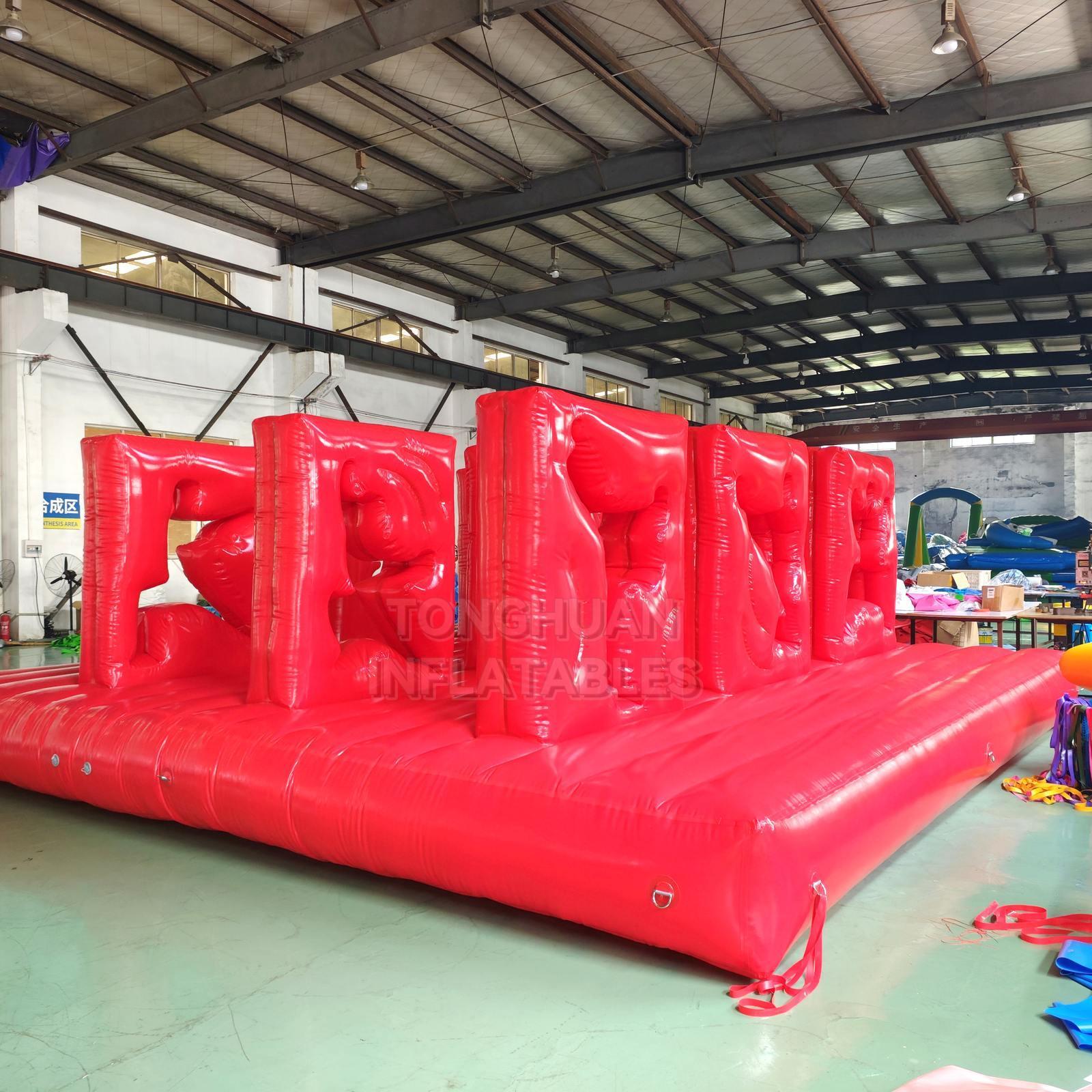 Commercial Inflatable Human Wall Challenge Game with 5 Cutout Panels for Events and Team Building