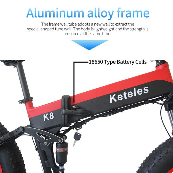 EU Quality 26x4.0 inch Fat Tire Folding E-Bike 1000W Motor 13AH Lithium Battery 21-Speed Electric Bike Dual Crown Downhill Fork