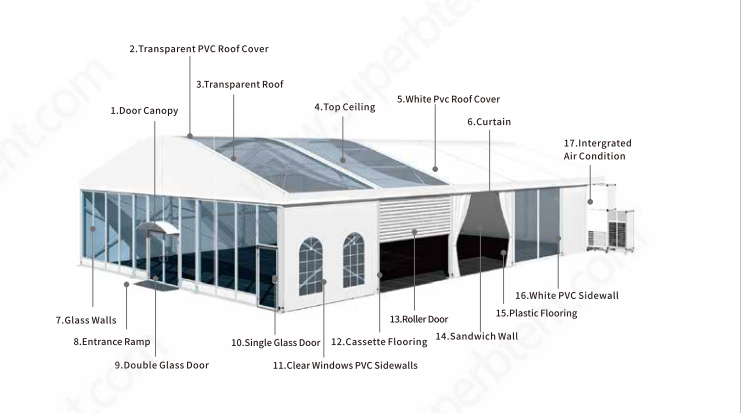 Aluminum Luxury 20x50m Event Party Tent For Dinner