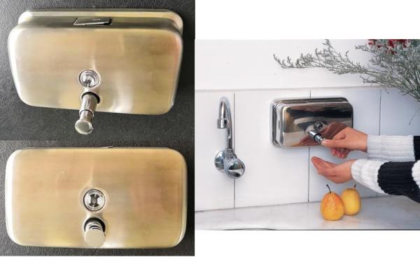 Vertical / Horizontal Stainless Steel Wall Soap Dispenser 1200ml With Brass Pump