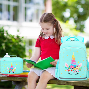 Soft Polyester Inner Lining Preschool Unicorn Backpack with Lunch Box and Pencil Case