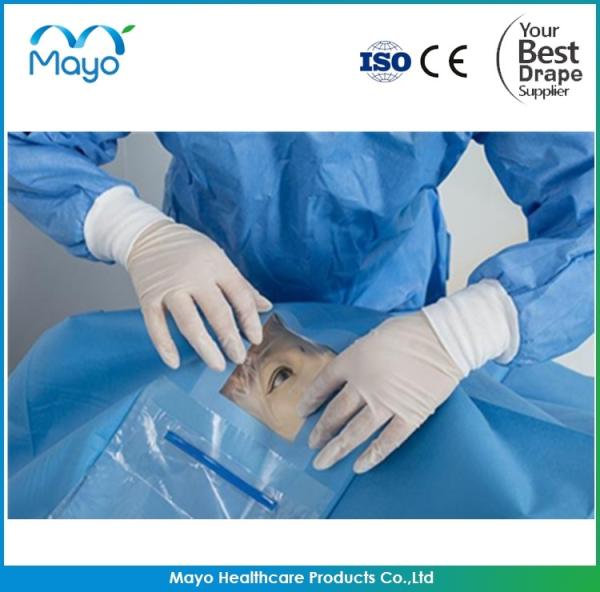 MAYO SMS Ophthalmic Drape With Pouch Surgical Eye Drape Blue