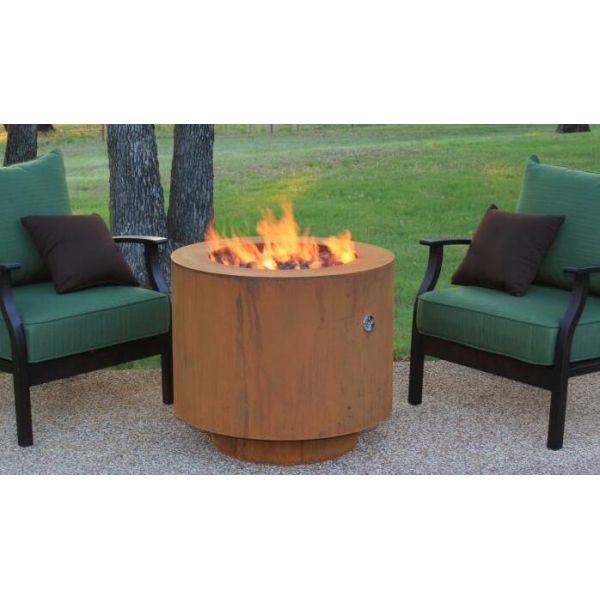 30 Inch Outdoor Heater Round Hidden Tank Corten Metal Gas Fire Pit Table