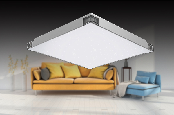 600*600*80mm Ceiling Mounted Luminaire , Square White Bedroom Ceiling Light