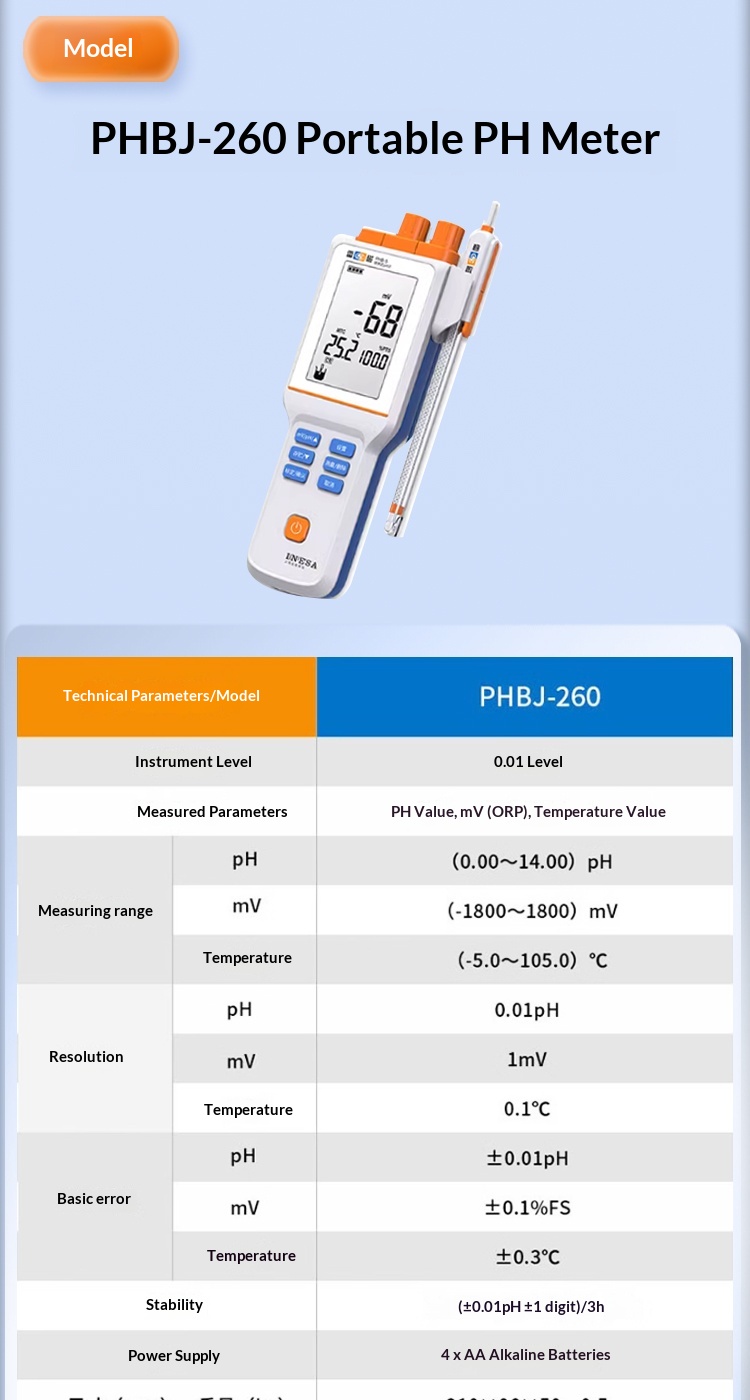 PHS-25 Precision Desktop Digital Acidity Meter pH Tester Portable Laboratory Use Made in Mainland China
