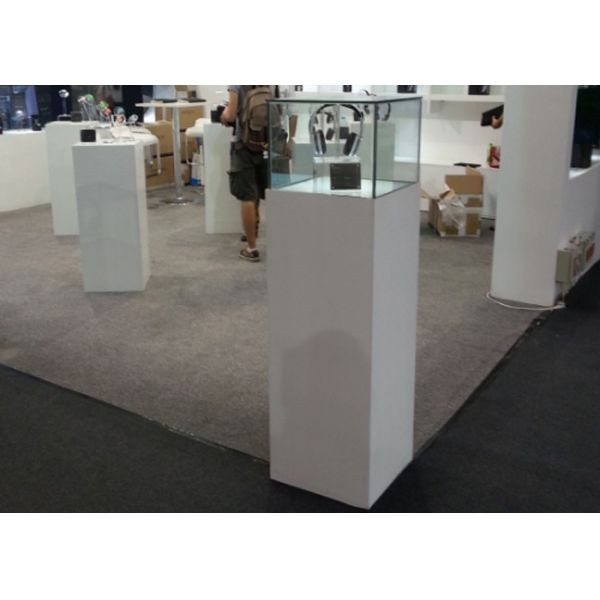 Modern Wood Glass White Exhibition Cabinets , Lockable Jewellery Display Cabinets