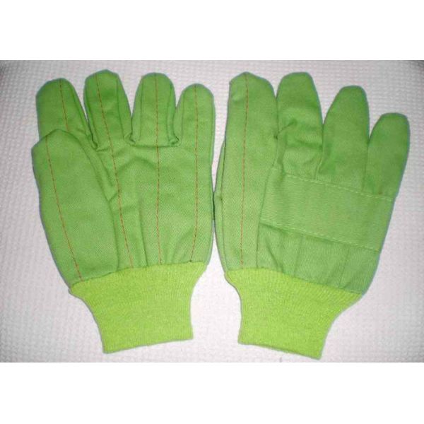 Green Colour Cotton Working Hands Gloves With Knit Wrist For Winter Use