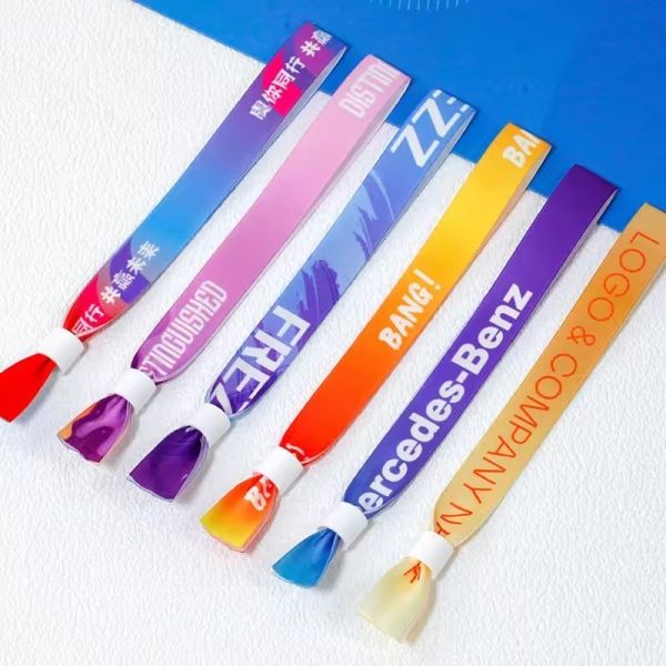 Custom Size Event Festival Party RFID Satin Fabric Wristbands with Logo Printing