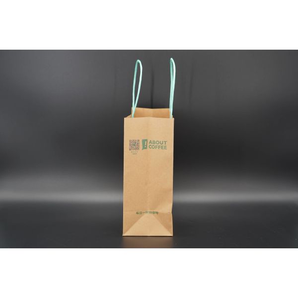 Juice Takeaway Eco Paper Bags Wood Pulp Kraft Flexo Printing