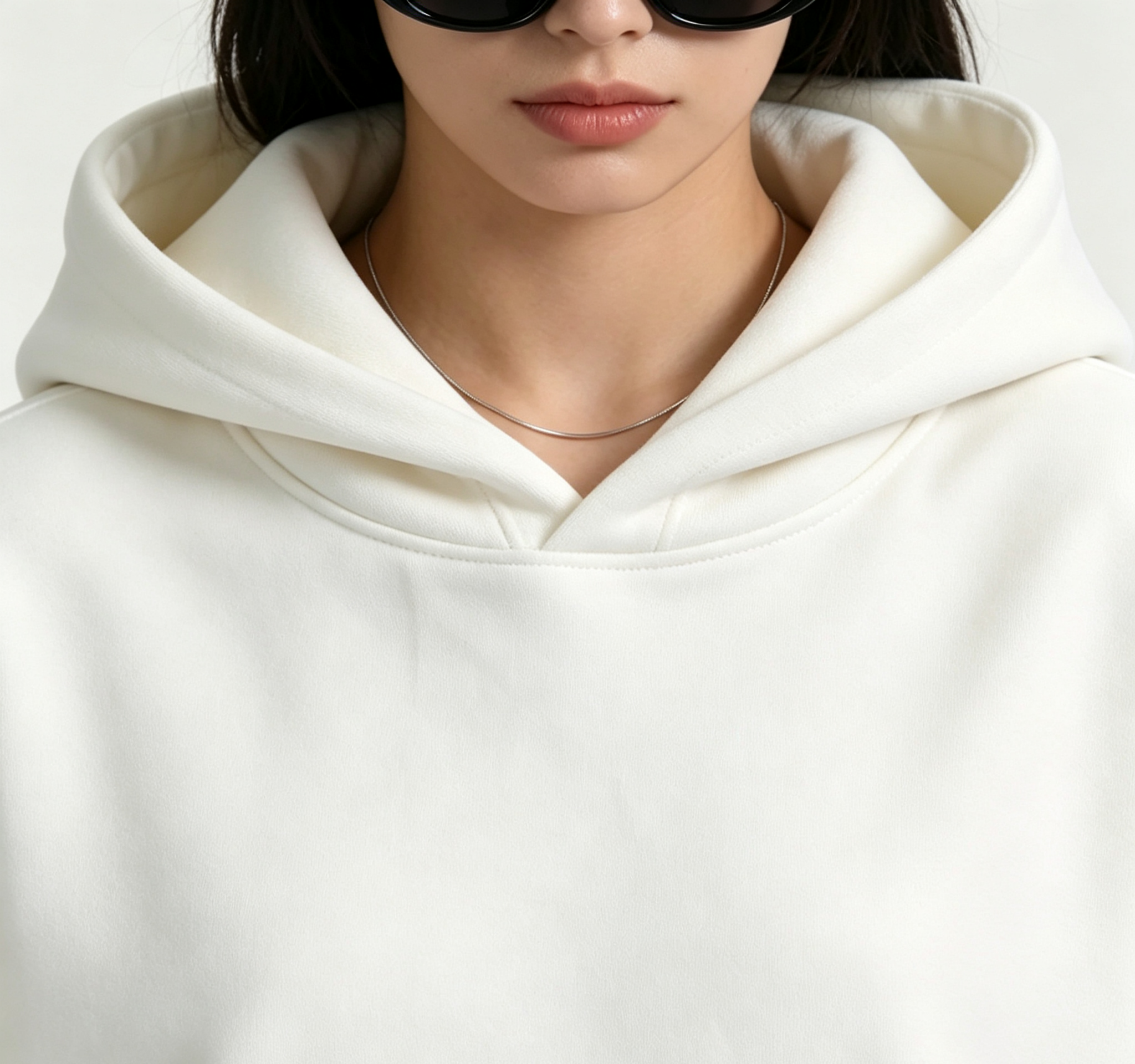 Cream Blank Cotton Poly Hoodie Heavy Terry Fabric Unisex Hooded Sweatshirt Oversized