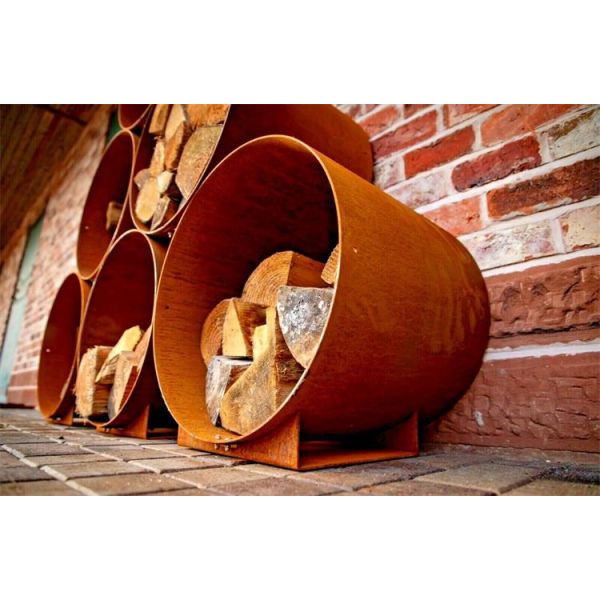 Outdoor Modular Metal Circular Firewood Storage Corten Steel Log Store