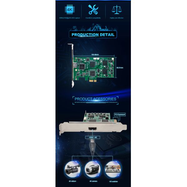 4K UHD Live Streaming Game Capture PCI TV Capture Card With Software Compression