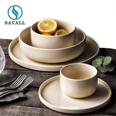 Cream White Rustic Ceramic Dinnerware Rustic Porcelain Dinnerware FDA EU Certificate