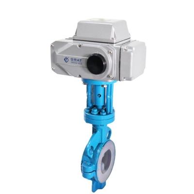 DC 24V 2 Inch Wafer Fluorine Electric Butterfly Valve With On / Off Feedback Signal