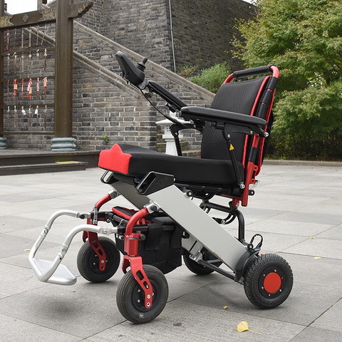 Rigid PU Tyre Folding Motorized Wheelchair 6km/H Electric